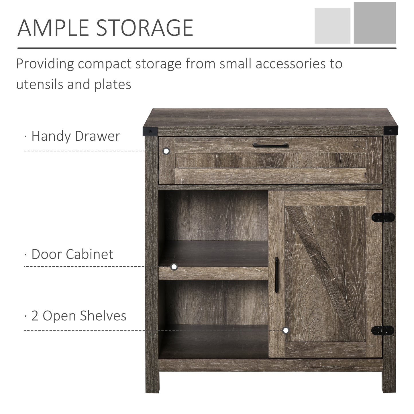 HOMCOM Rustic Barn Door Storage Cabinet Modern Farmhouse Buffet Sideboard for Kitchen and Dining Room White