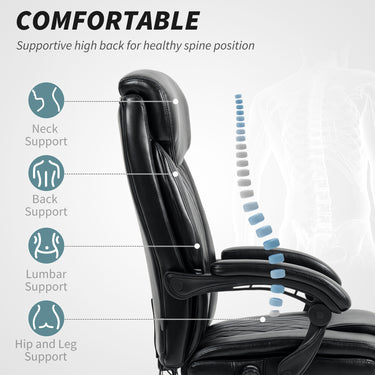 HOMCOM 6 Point Massage Office Chair with Remote, Ergonomic Reclining Computer Desk Chair with Footrest, Side Pocket, Black
