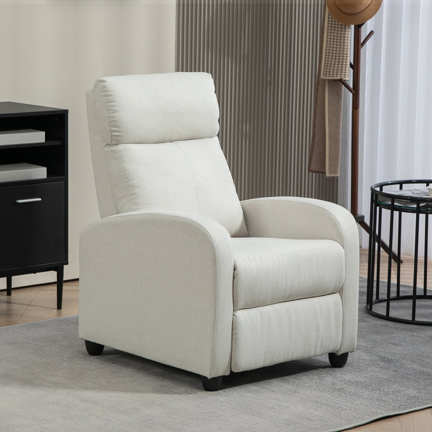 HOMCOM Fabric Recliner Chair Manual Home Theater Seating Single Reclining Sofa Chair with Padded Seat for Living Room, Dark Grey