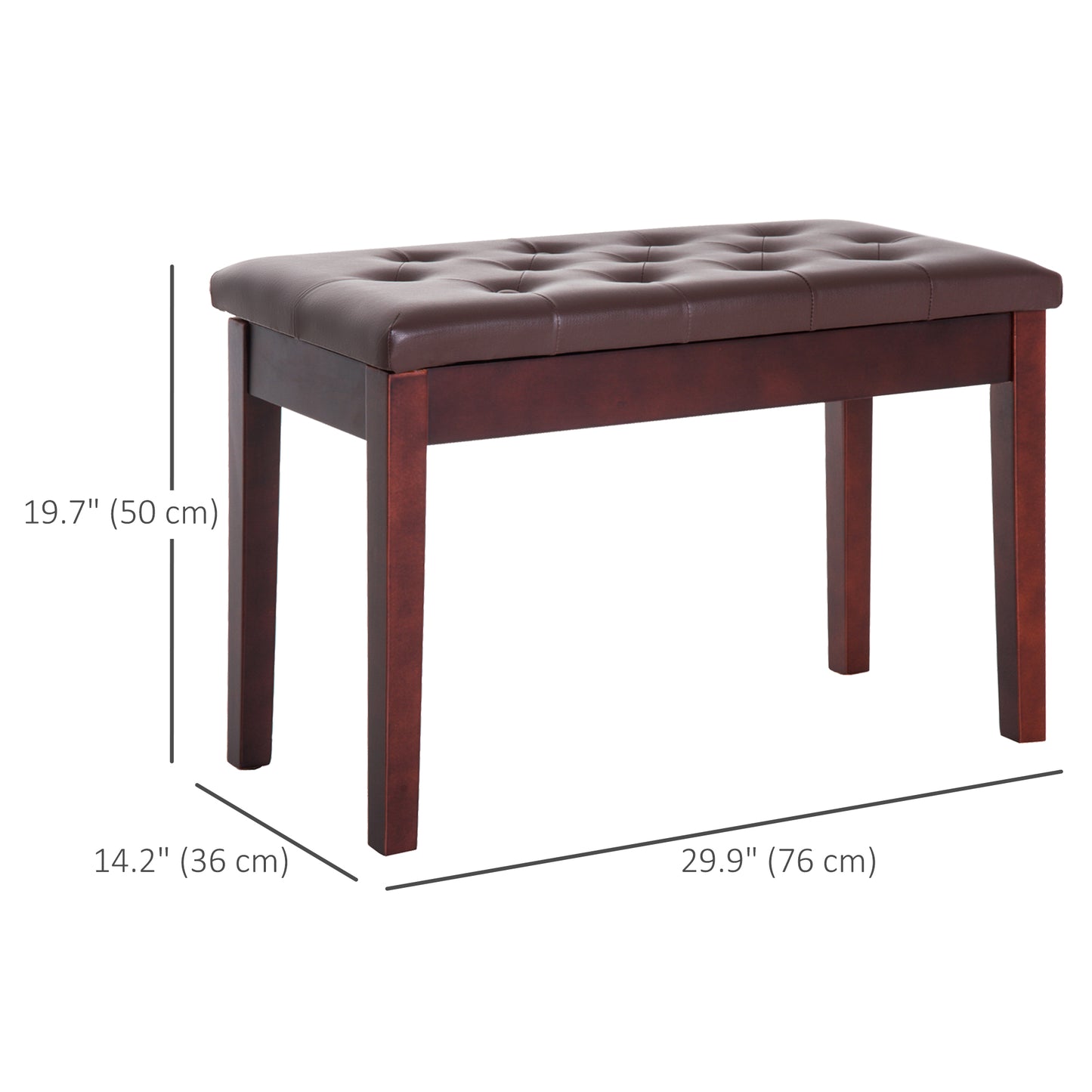 HOMCOM 30" Piano Bench with Padded Cushion and Storage, Faux Leather Keyboard Bench with Solid Wood Legs, Black