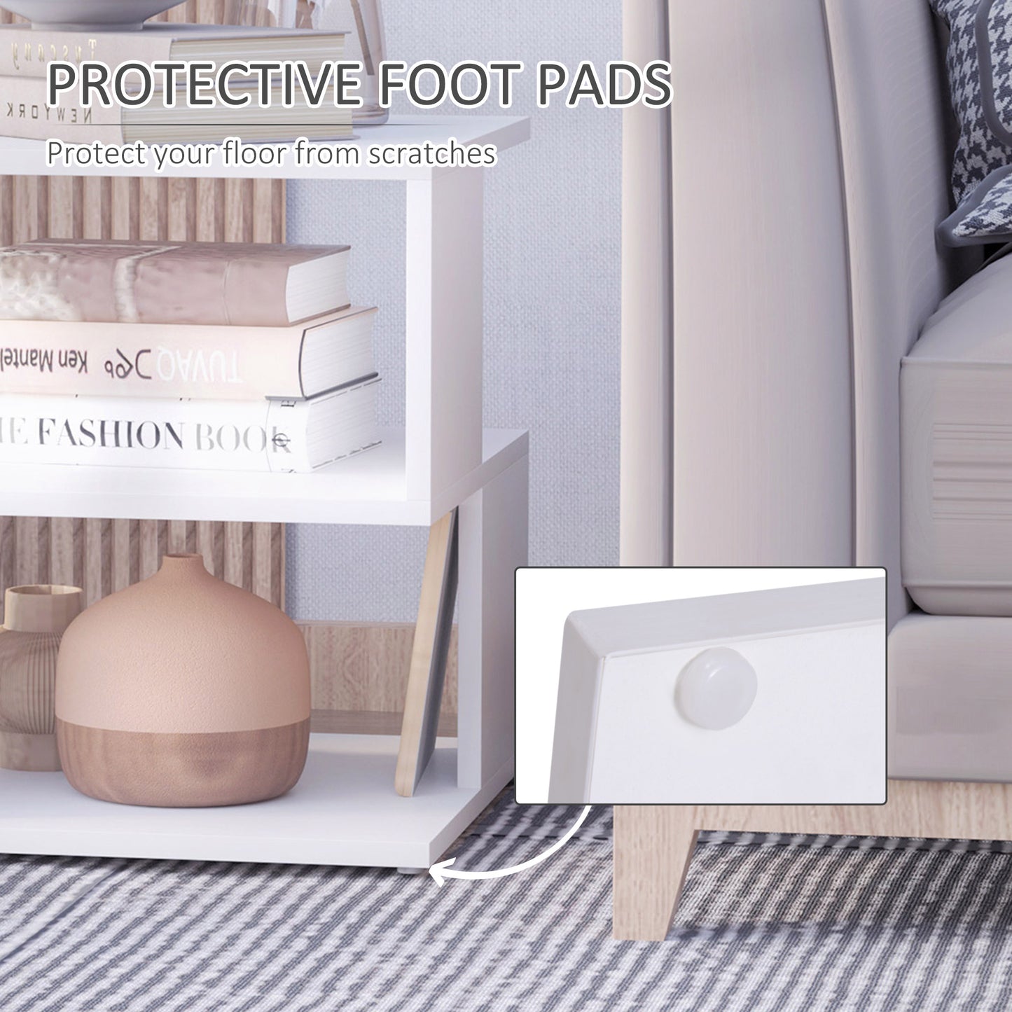Light Nightstand - Slim Bedside Stand for Small Spaces