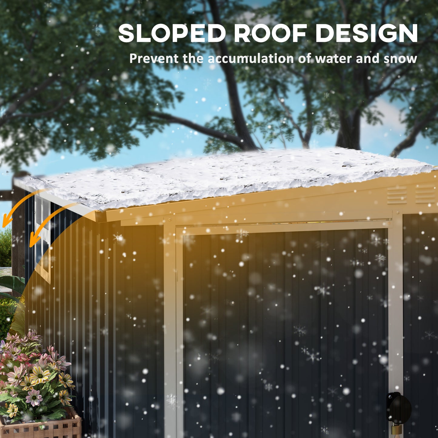 Outsunny 4' x 8' Outdoor Storage Shed, Metal Garden Shed with Window, 2 Vents and Lockable Door for Backyard, Garden, Patio