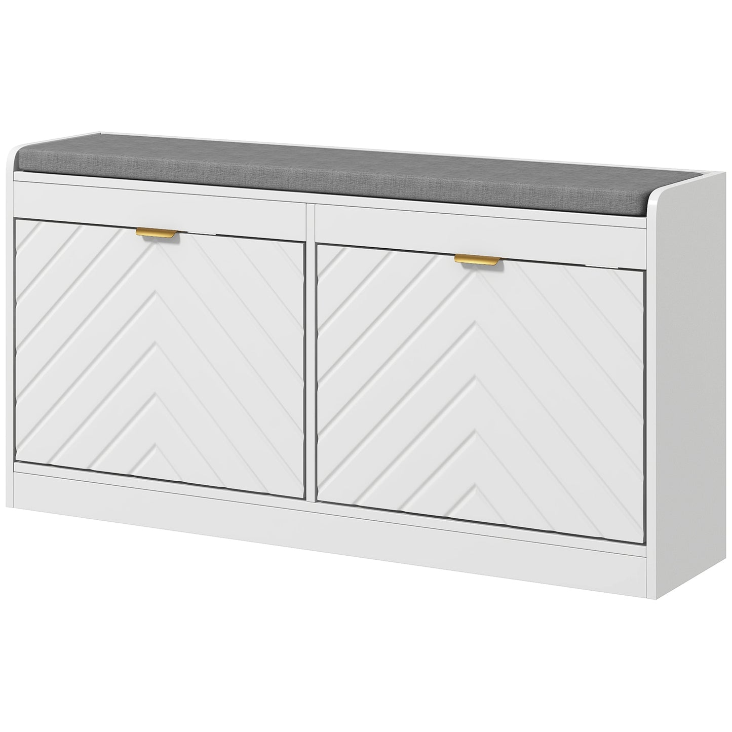 HOMCOM Shoe Storage with Seat, Upholstered Hallway Bench, Shoe Bench with 2 Flip Drawers and 4 Vents for 8 Pairs of Shoes