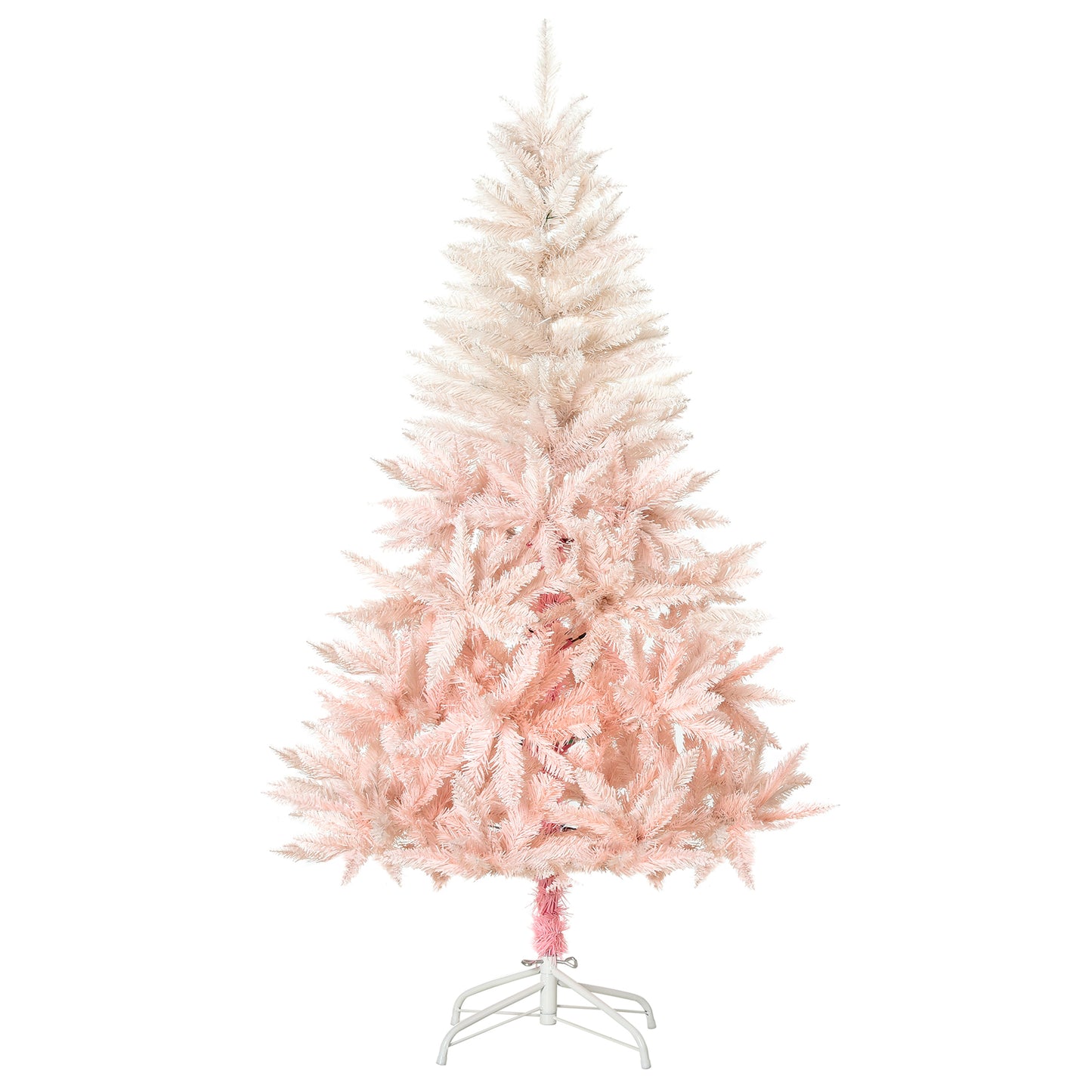 HOMCOM 6ft Artificial Christmas Tree Home Decoration Automatic Open White and Pink
