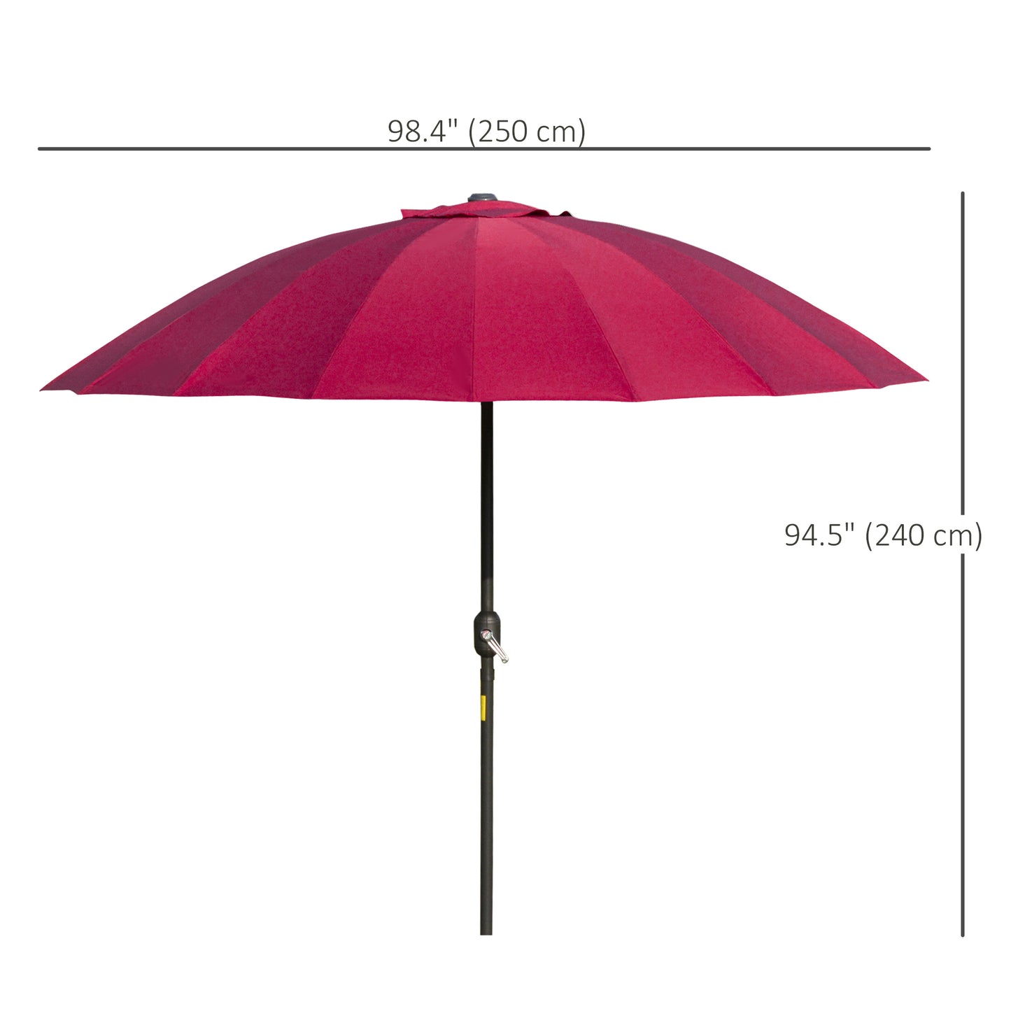 Outsunny 8ft Shanghai Garden Parasol Umbrella with Crank & Tilt, Adjustable Outdoor Sun Shade, Dark Grey