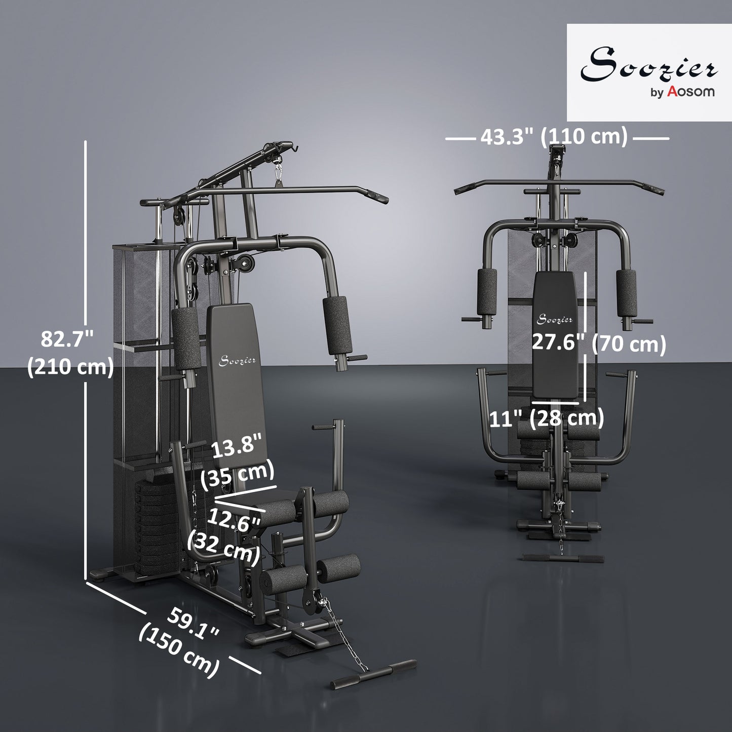 Soozier Multi-Exercise Home Gym Station with 99lbs Weight Stack, for Full Body Workout
