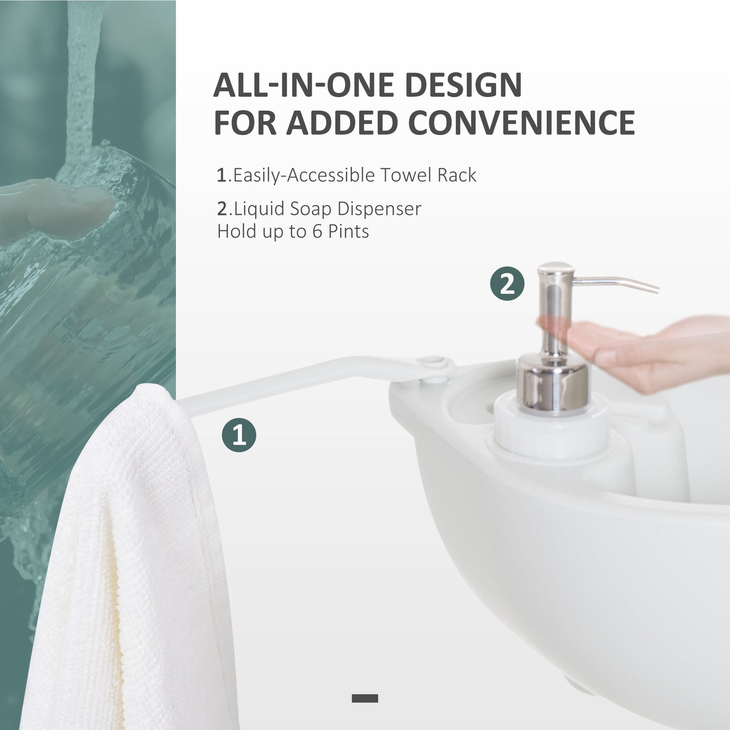 kleankin Portable Camping Sink Hand Wash Station with 17L Water Tank, Soap Dispenser and Towel Holder, for Outdoor Events