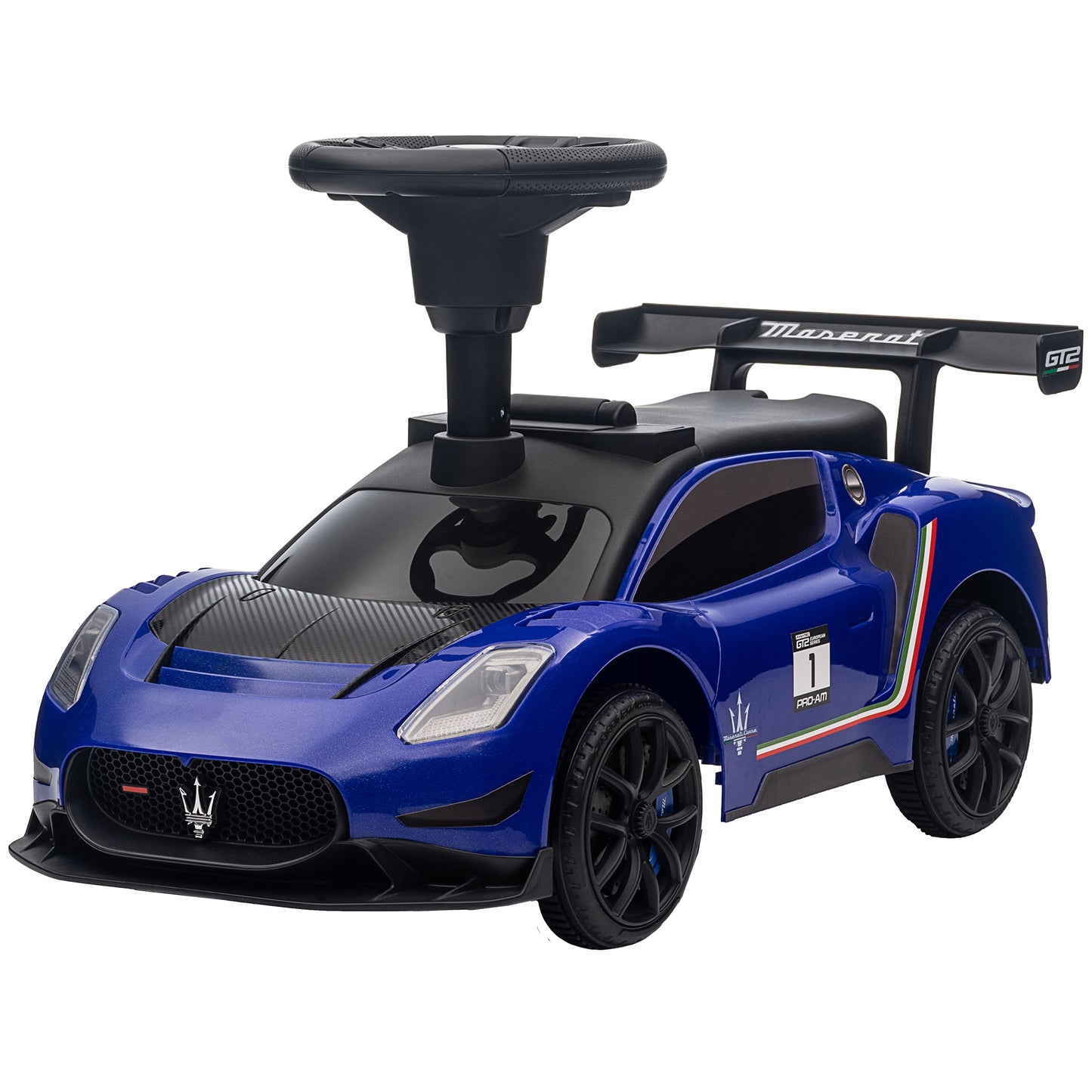 Qaba Licensed Maserati GT2 Baby Sliding Car with Storage, Music, Horn, Foot to Floor Toddler Car for 18-60 Months, Pink