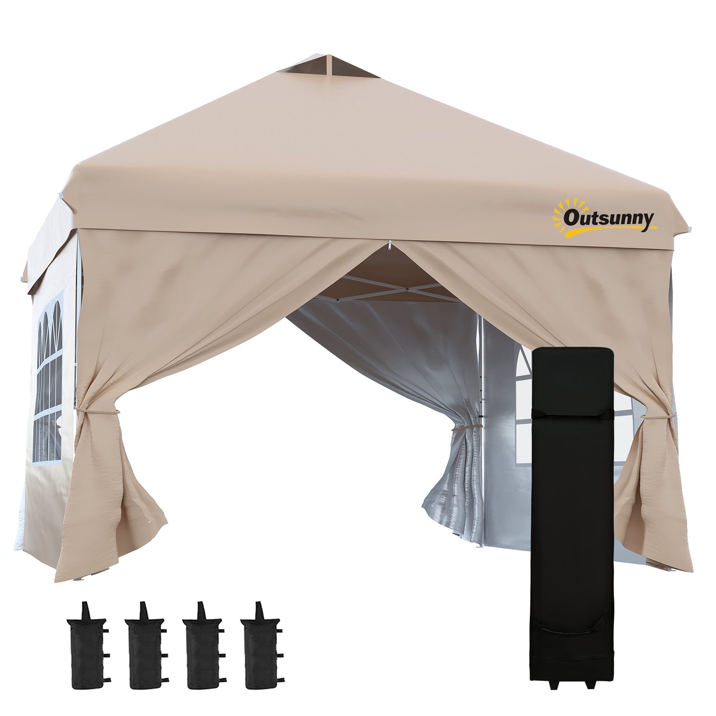 Outsunny 10' x 10' Pop Up Canopy Tent, Instant Sun Shelter, Tents for Parties, with Wheeled Carry Bag, Blue