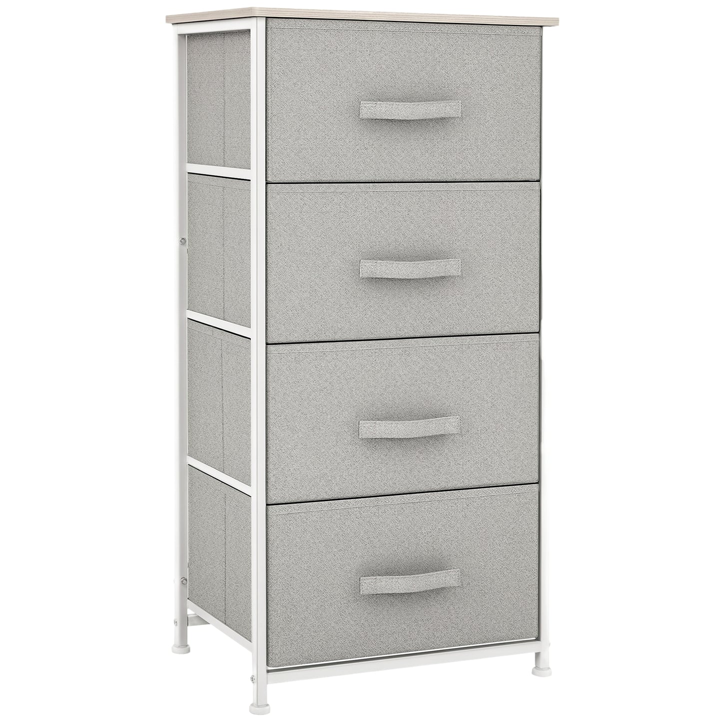 HOMCOM Linen Drawer Cabinet Organizer Storage Dresser Tower with 4 Removable Drawer Metal Frame Adjustable Feet for Living Room, Kitchen, Bathroom, Black
