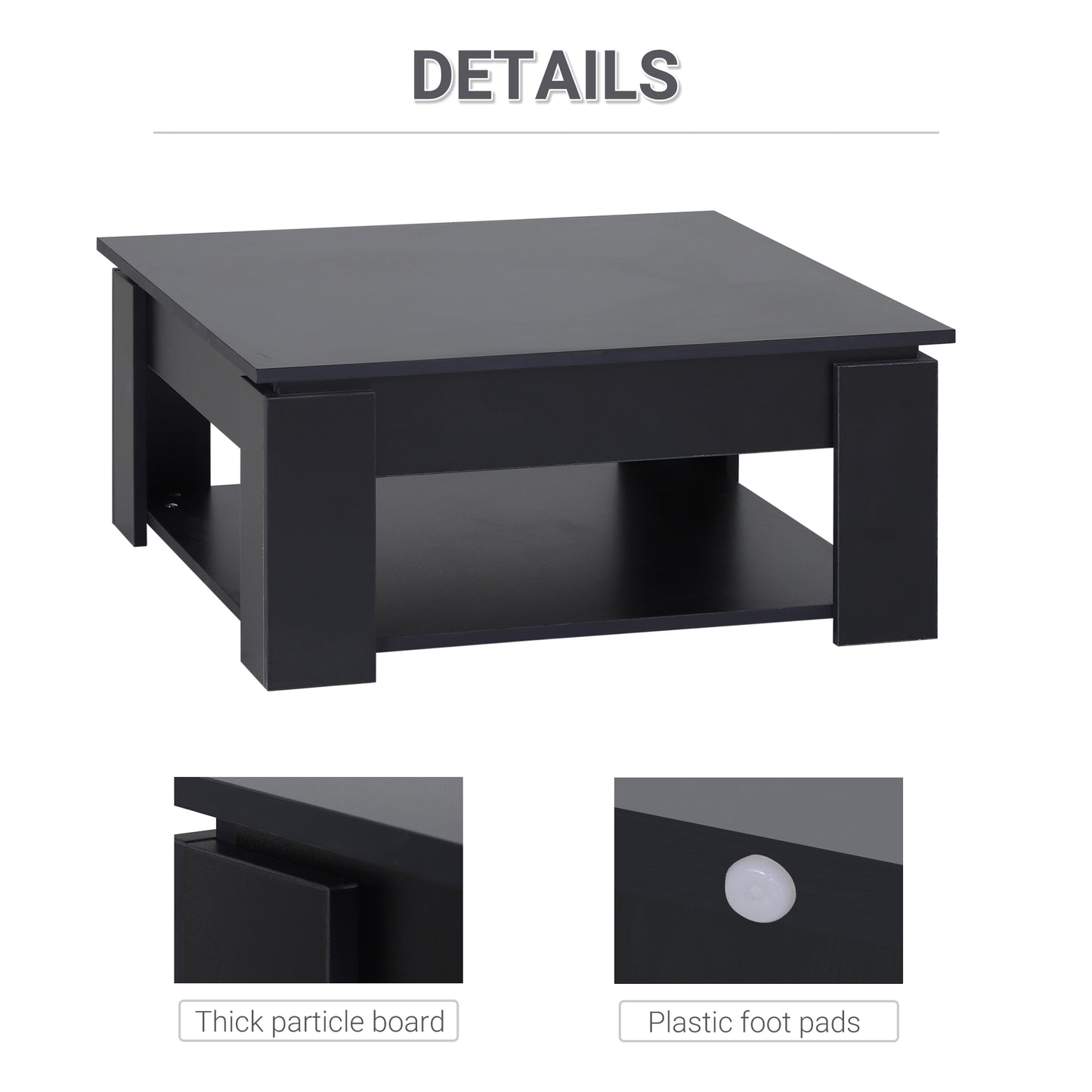 HOMCOM Modern Coffee Table with Storage Shelf, Square Cocktail Table, Center Table for Living Room, Grey