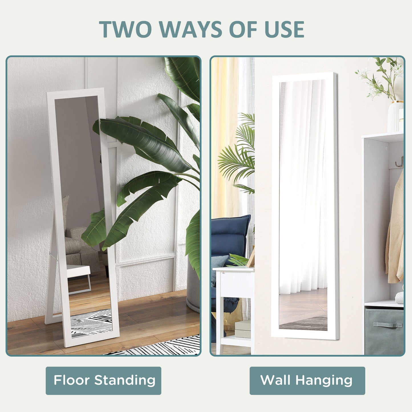 HOMCOM 15" x 62" Full Length Mirror for Bedroom, Free Standing Dressing Mirror, Wall Mirror for Living Room, Grey