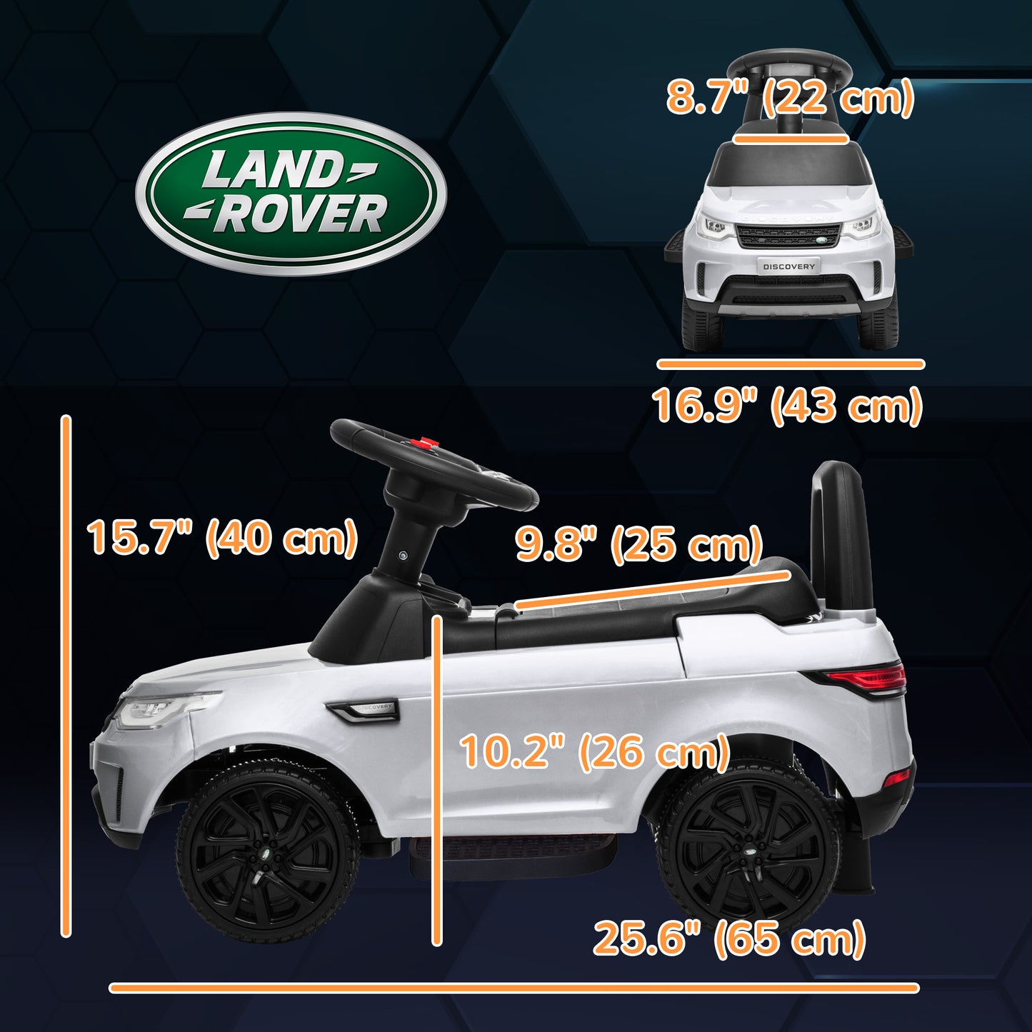 Qaba 2 in 1 6V Land Rover Licensed Electric Car for Kids, Sliding Car with Music Horn Headlights, for 18-60 Months White
