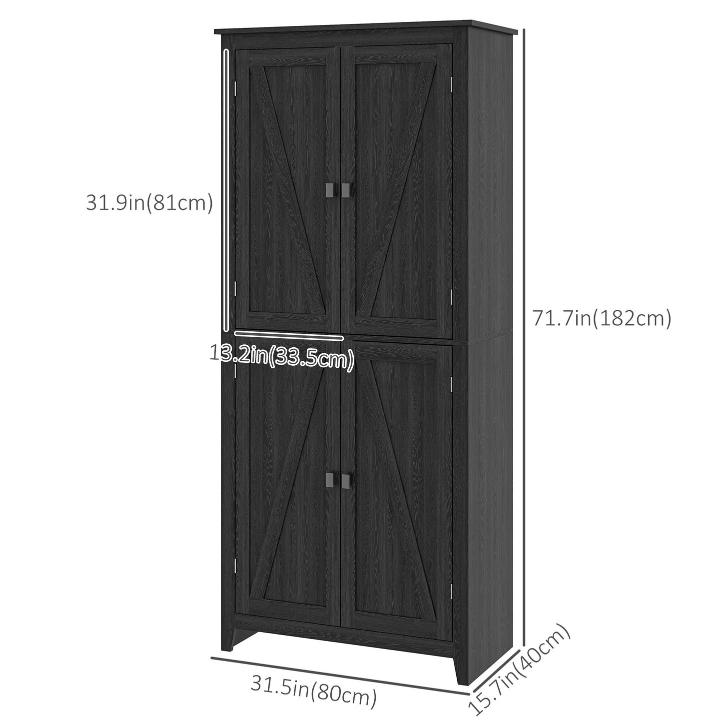 HOMCOM 72" Freestanding Storage Cabinet, Kitchen Pantry Cabinet with Doors and Shelves for Dining Room, White