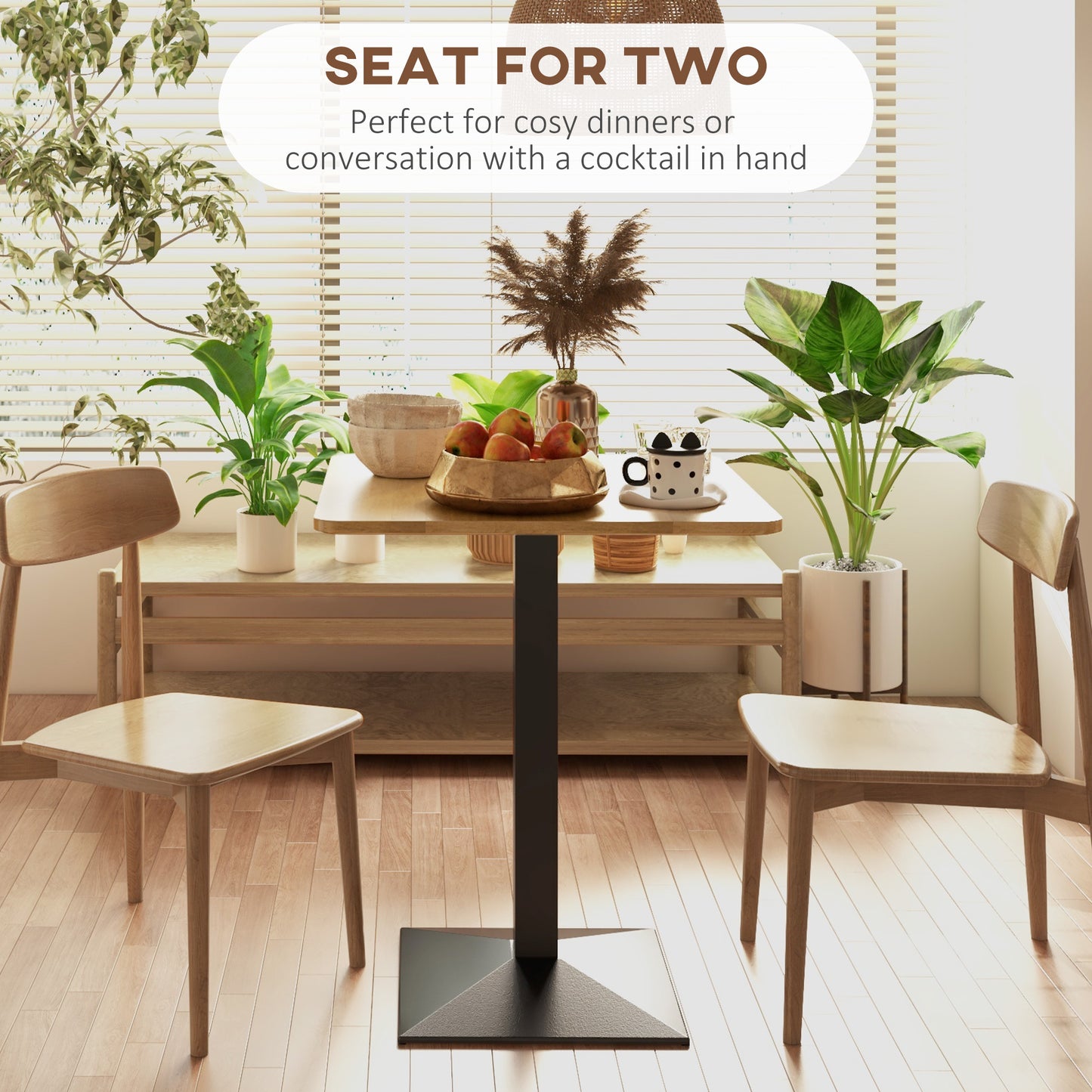 HOMCOM 28" Square Dining Table, Modern Dining Room Table with Steel Base, Space Saving Small Kitchen Table, Dark Brown
