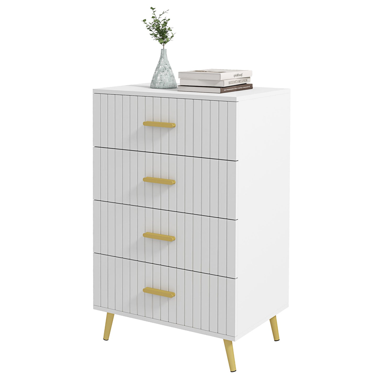 HOMCOM 3 Drawer Cabinet, Drawer Chest for Bedroom, Chest of Drawers with Aluminium Legs and Gold Handles, Dark Grey
