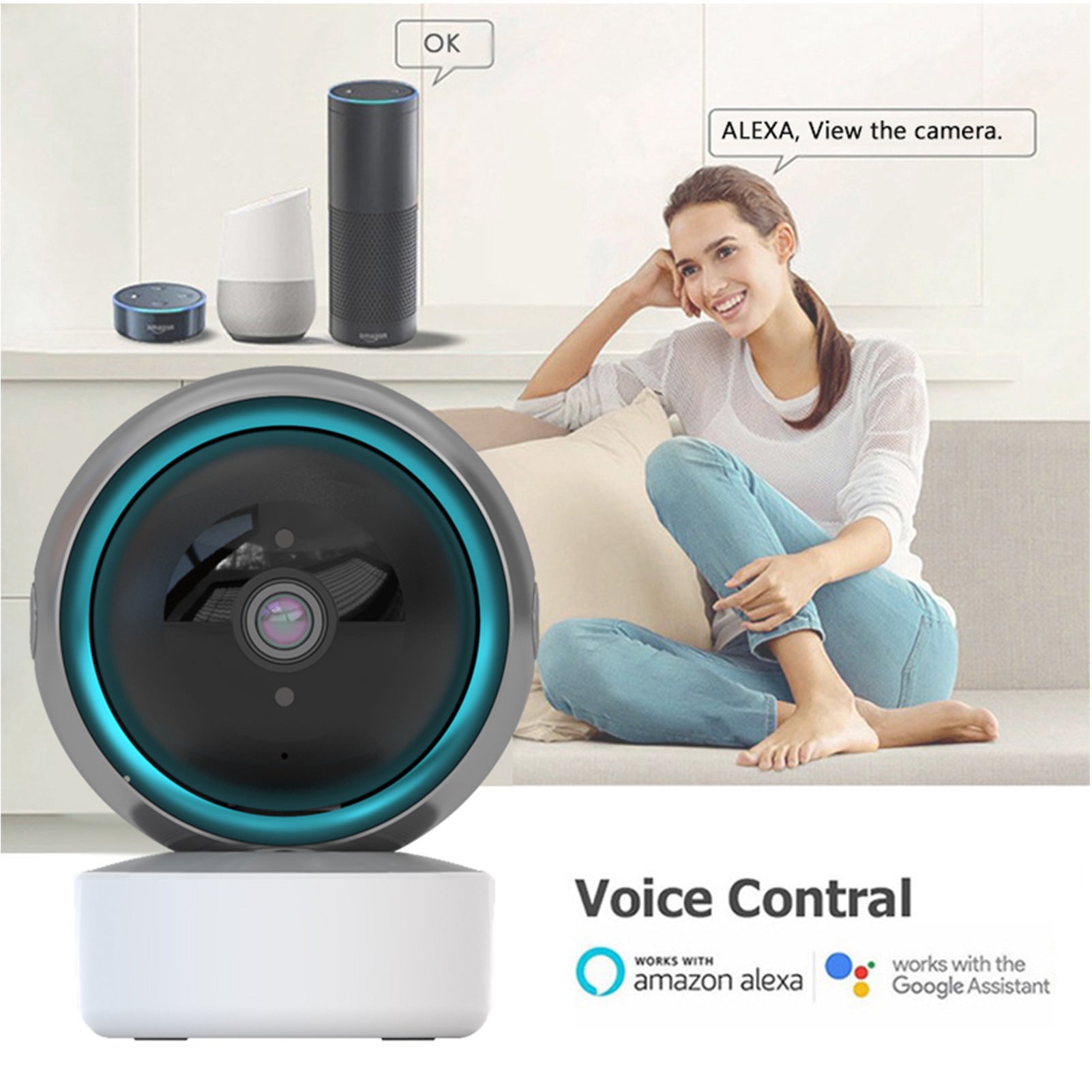 TRIDENT Tuya Smart Security Camera 2MP Indoor Motion Tracking Voice Intercom Security Wireless WiFi Smart Camera