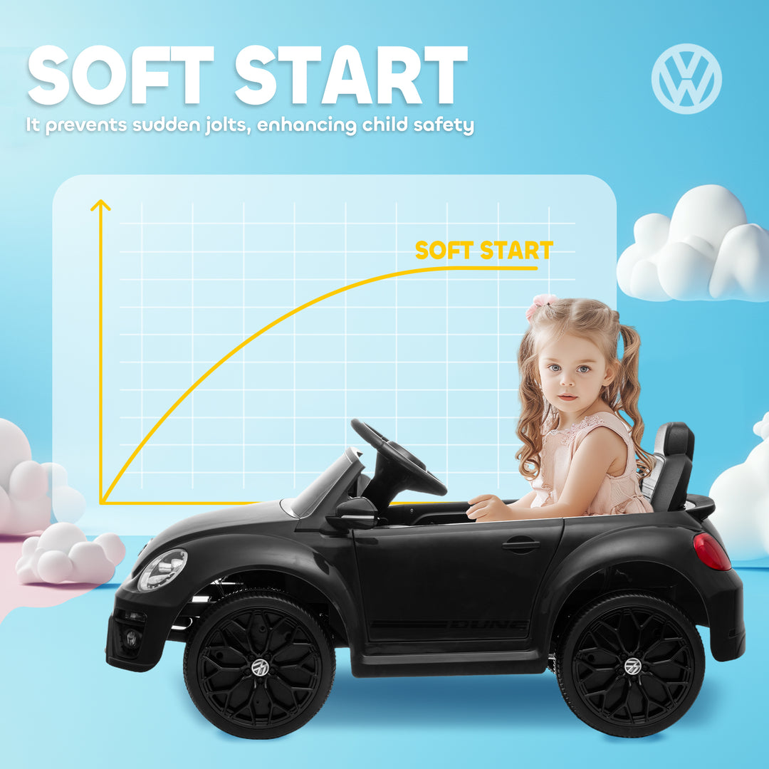 Qaba 12V Volkswagen Beetle Licensed Electric Car for Kids w/ Remote Control, 4 Spring Suspension Wheels, Soft Start, White