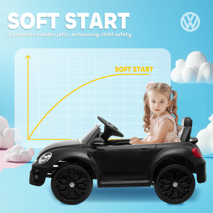 Qaba 12V Volkswagen Beetle Licensed Electric Car for Kids w/ Remote Control, 4 Spring Suspension Wheels, Soft Start, White