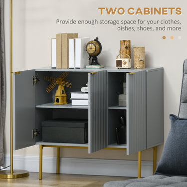 HOMCOM Modern Storage Cabinet Sideboard Buffet Cabinet with Gold Legs for Living Room Dining Room Hallway Grey