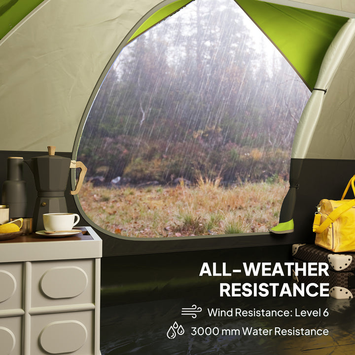 Outsunny Pop Up Camping Tent, 3-4 Person Family Tent, Waterproof Dome Tent with Mesh Window, Storage Pockets and Hook