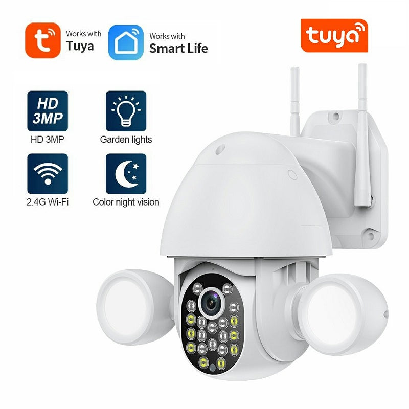 Glomarket Smart Home Security Wifi Camera Color Night Vision Ptz Tuya Floodlight Camera