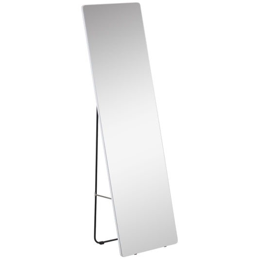 HOMCOM 63"x18" Full Length Mirror, Floor Standing, Wall-Mounted or Leaning Against Wall Tall Mirror w/Support Frame, Rectangular Full Body Mirror for Bedroom, Living Room, Silver