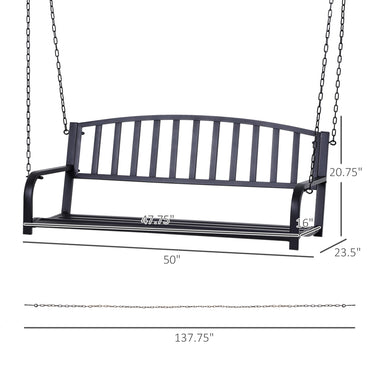 Outsunny 50" Porch Swing Patio Swing Chair Hanging Bench Outdoor Glider Chair with Chain Black