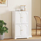 HOMCOM 43" Kitchen Pantry Cabinet, Freestanding Modern Storage Cabinet with 4 Arched Doors and 2 Adjustable Shelves, White