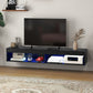 HOMCOM Modern Wall Mounted TV Stand with Storage and LED Lights for TVs up to 75", Floating TV Shelf for Living Room, Black