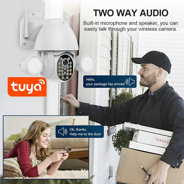 Glomarket Smart Home Security Wifi Camera Color Night Vision Ptz Tuya Floodlight Camera