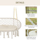 Outsunny Patio Hammock Chair 2 Seat, Hanging Rope Hammock Swing Chair with Metal Frame and Cushion, Large Macrame Seat for Indoor and Outdoor 396 lbs Capacity, Dark Grey