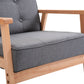 HOMCOM Mid-Century Accent Chair Modern Fabric Upholstered Tufted Back Lounge Sofa Seat - Grey
