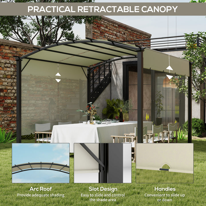 Outsunny 11' x 11' Retractable Pergola Canopy for Patio, Backyard, Beige