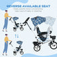 Qaba 6 in 1 Toddler Tricycle with Parent Push Handle, Canopy, Storage Baskets, Cupholder, Dark Blue
