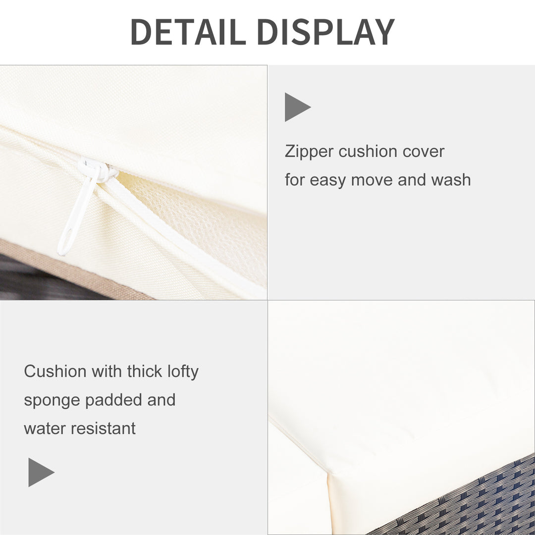 Outsunny Deluxe 3 Seat Rattan Wicker Sofa Garden Outdoor Patio Furniture with Cushion, Cream White