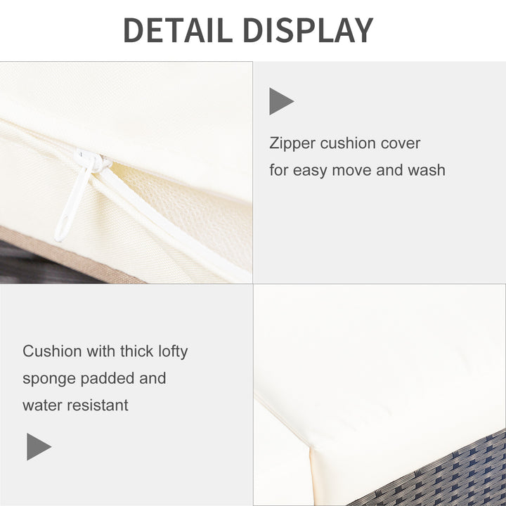 Outsunny Deluxe 3 Seat Rattan Wicker Sofa Garden Outdoor Patio Furniture with Cushion, Cream White