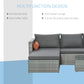 Outsunny 3-Piece Patio Furniture Set Modern Sectional Sofa Rattan Chair Wicker Conversation Set Outdoor Hand Woven Rattan Wicker Furniture Patio Coffee Table Sofa Set, Blue