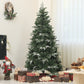 HOMCOM 5ft Decorated Christmas Tree with Red Berries and Pine Cones, Flocked Christmas Tree with Pencil Shape, Green