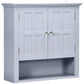 HOMCOM Wall Mount Bathroom Cabinet, Storage Organizer Kitchen Cupboard with 2 Doors and Adjustable Shelf White
