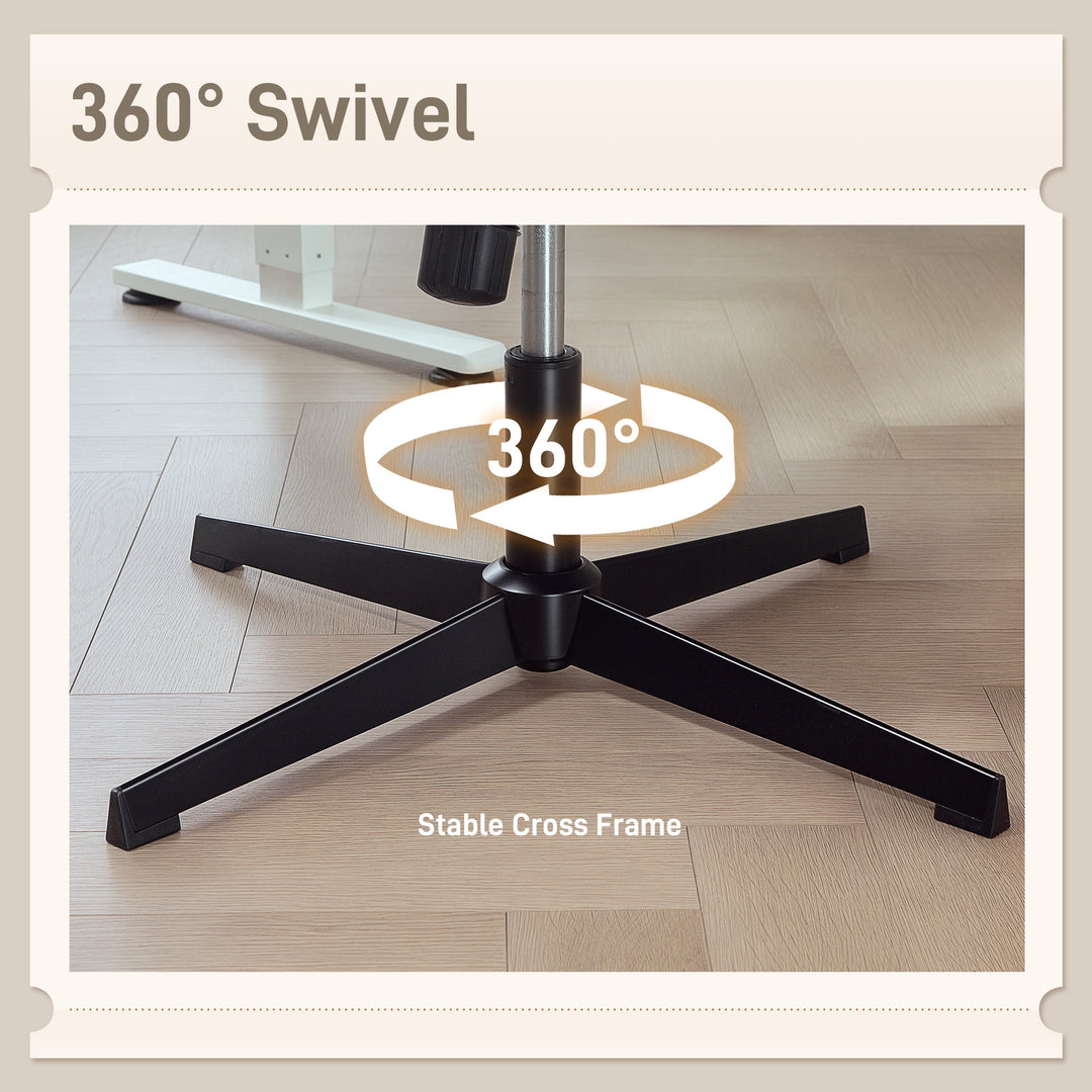 HOMCOM Criss Cross Chair with Flip-up Armrests, Wide Office Chair with Adjustable Height, Tilting, No Wheels, Beige