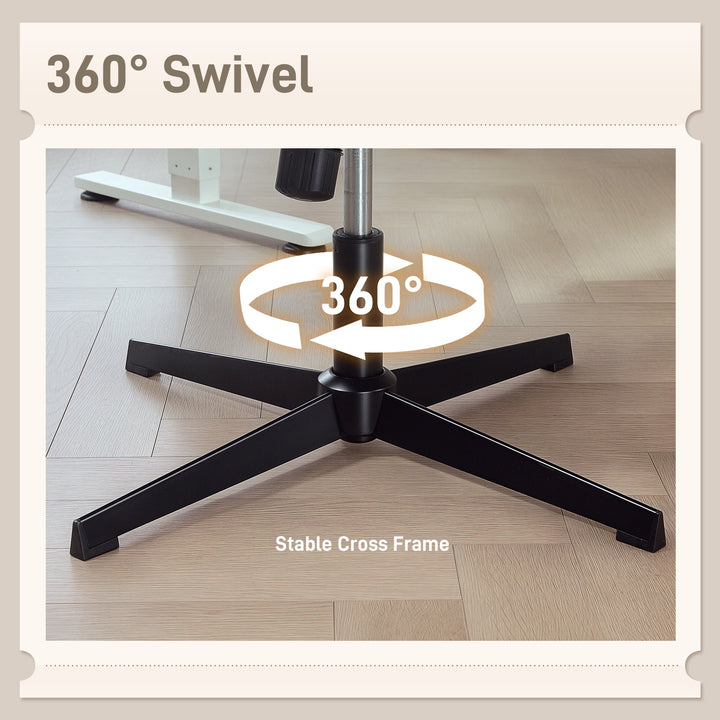 HOMCOM Criss Cross Chair with Flip-up Armrests, Wide Office Chair with Adjustable Height, Tilting, No Wheels, Beige