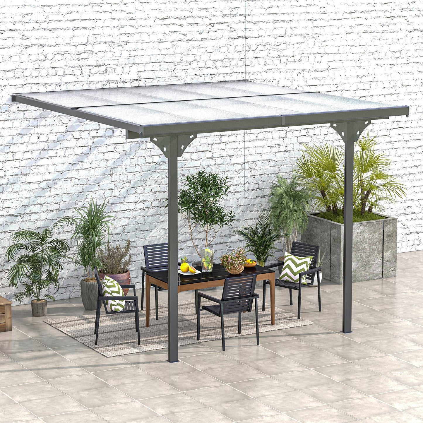 Outsunny 10' x 10' Outdoor Hardtop Pergola Gazebo with Adjustable Height, Aluminum Pergola with Polycarbonate Roof, UV Protection, Grey