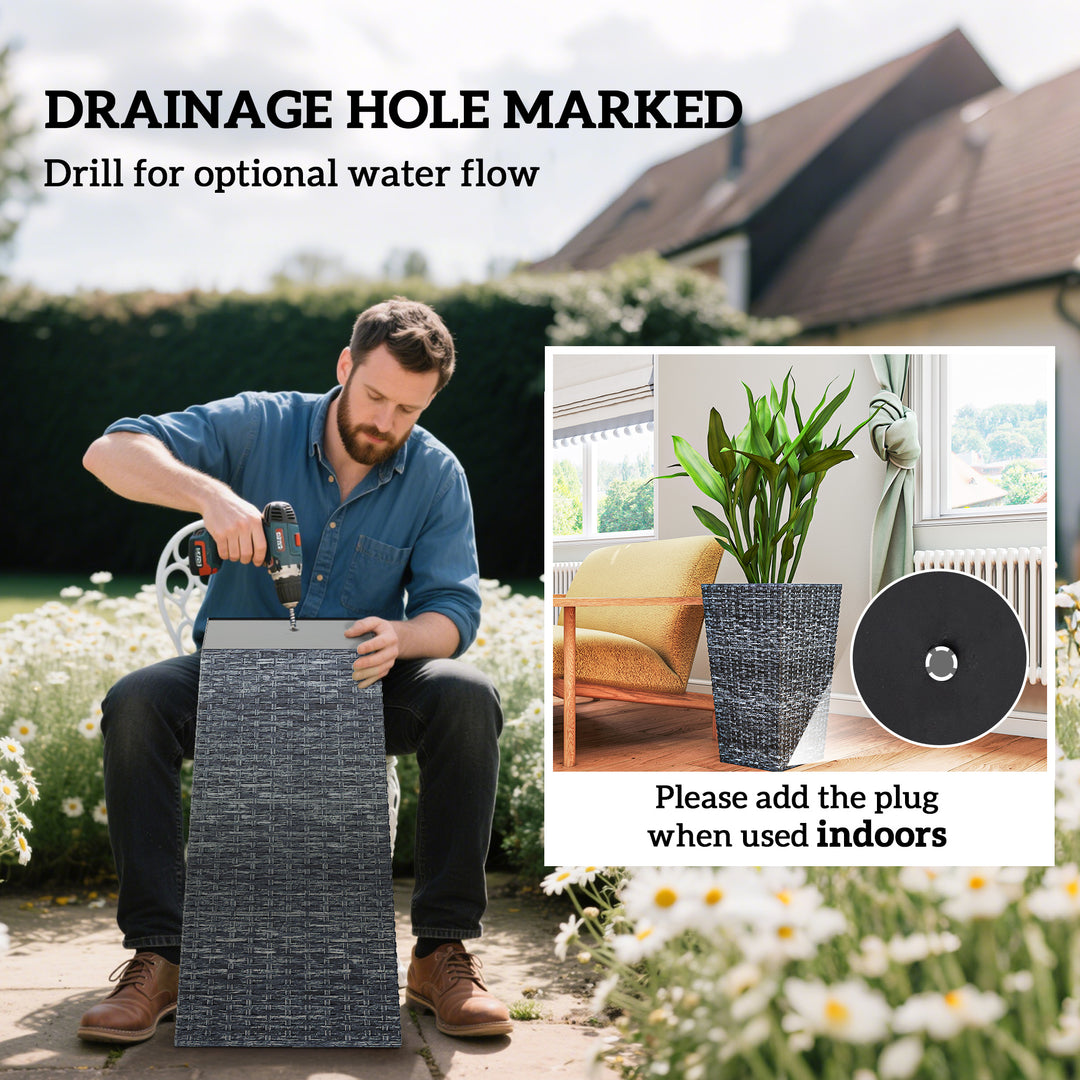 Outsunny Set of 3 Tall Plant Stand, Outdoor & Indoor Flower Pot Set for Front Door, Entryway, Patio and Deck, Brown