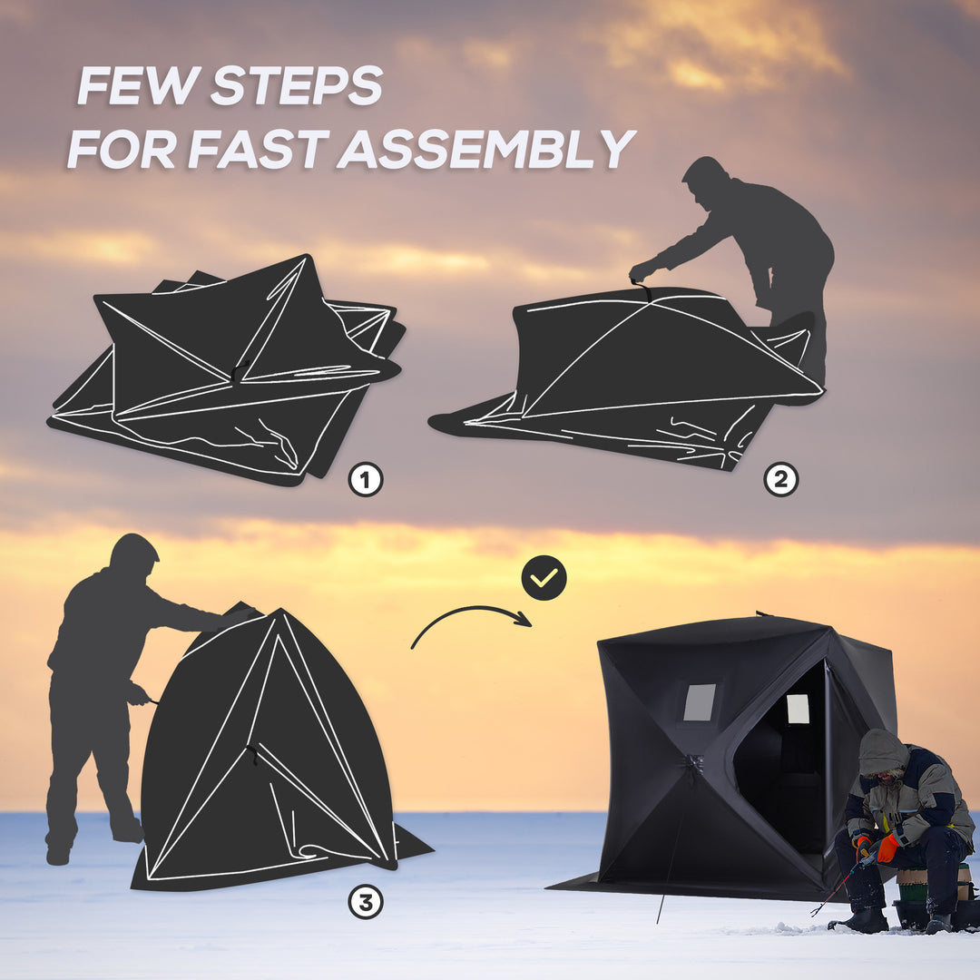 Outsunny 2 Person Pop Up Ice Fishing Tent Shelter, Fishing Shanty, with Carry Bag, Blue