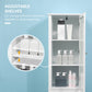 kleankin Tall Bathroom Cabinet with Tempered Glass Door, Storage Organizer, Freestanding Linen Tower with 2 Adjustable Shelves and 2 Drawers, White