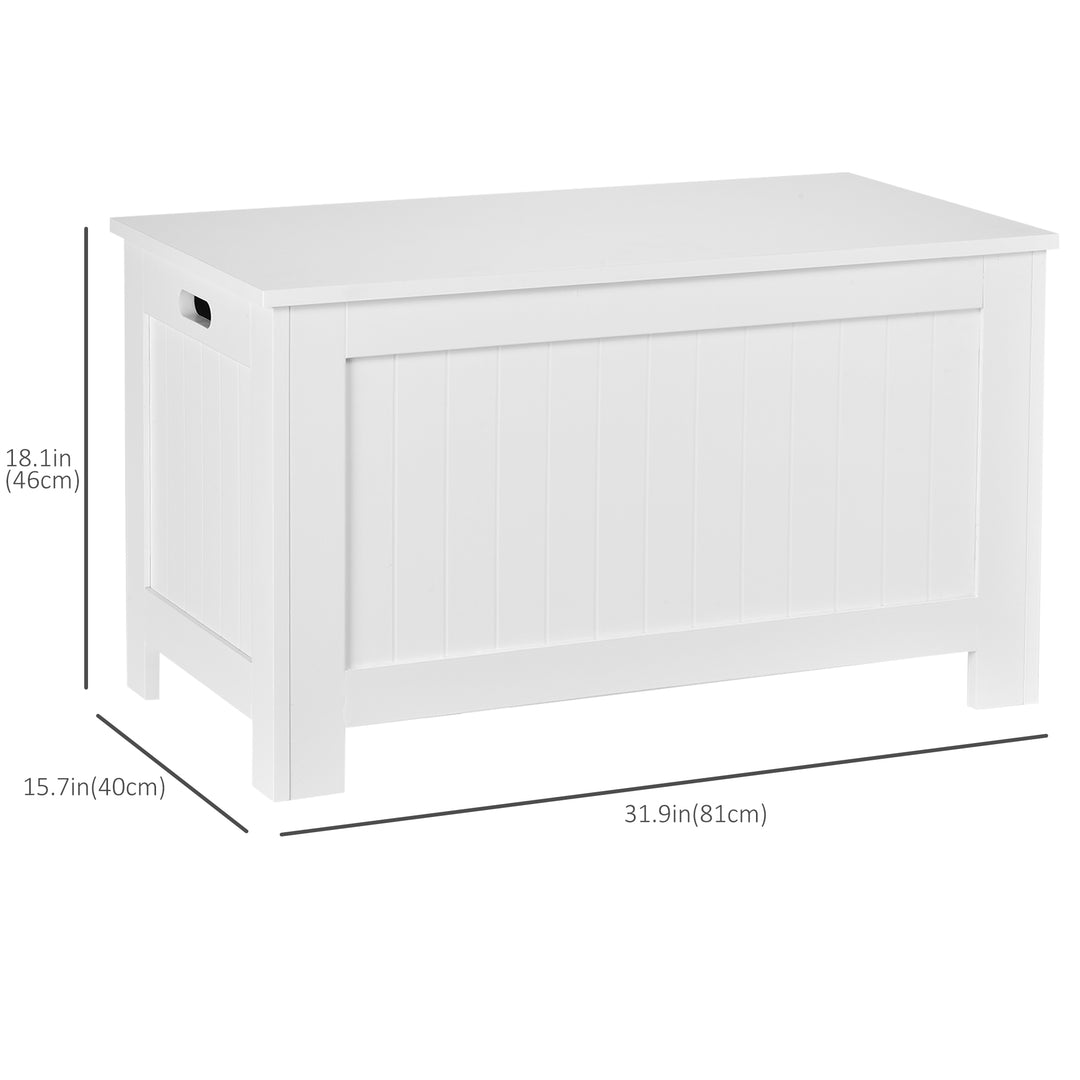 HOMCOM Large Storage Box Storage Trunk Cabinet Container with Lid and 2 Safety Hinges, White