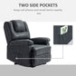 HOMCOM PU Leather Reclining Chair, Manual Recliner Chair for Living Room with Footrest, 2 Side Pockets, Steel Frame, Black