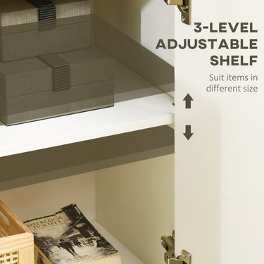 HOMCOM Sideboard Cabinet, Buffet Table with 2 Double Doors and Adjustable Shelves for Living Room, Entryway, White