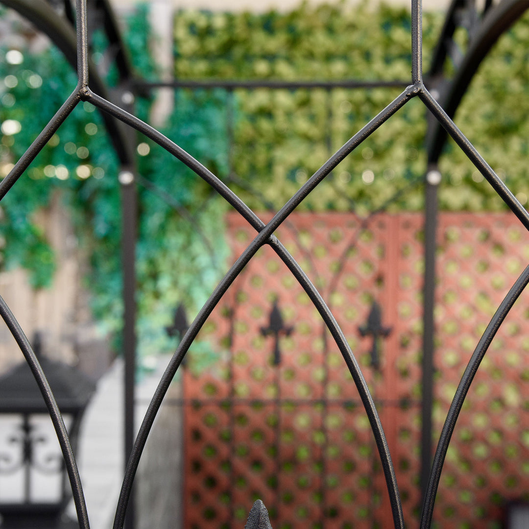 Outsunny 7Ft Outdoor Garden Arbor, Wedding Arch for Ceremony, Trellis with Scrollwork Design, Ideal for Climbing Vines and Plants, Black